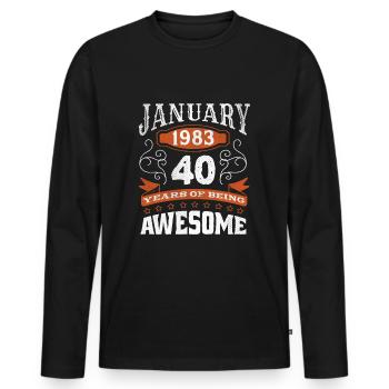 Vintage January 1983 40 Year Old Birth Awesome - Männer Premium Bio Langarmshirt - Schwarz - Vorne - Nico (187cm)