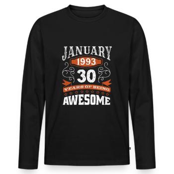 Vintage January 1993 30 Year Old Birth Awesome - Men's Premium Organic Long Sleeve Shirt - black - Front - Nico (187cm)