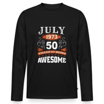 Vintage July 1973 50 Year Old Birth Awesome - Männer Premium Bio Langarmshirt - Schwarz - Vorne - Nico (187cm)