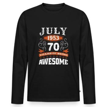 Vintage July 1953 70 Year Old Birth Awesome - Männer Premium Bio Langarmshirt - Schwarz - Vorne - Nico (187cm)