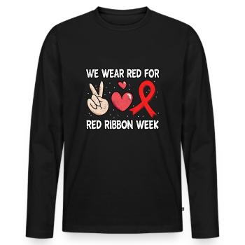 Peace Ribbon Week Awareness October Wear Red - Männer Premium Bio Langarmshirt - Schwarz - Vorne - Nico (187cm)