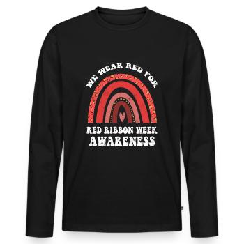 Rainbow Ribbon Week October Wear Red - Männer Premium Bio Langarmshirt - Schwarz - Vorne - Nico (187cm)