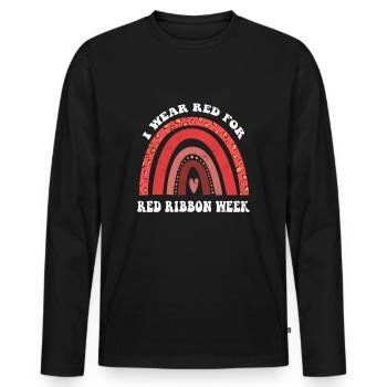 Rainbow Ribbon Week October I Wear Red - Männer Premium Bio Langarmshirt - Schwarz - Vorne - Nico (187cm)