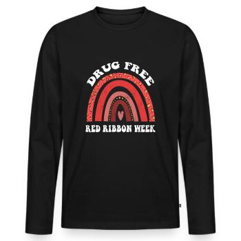 Rainbow Ribbon Week October Substance Wear Red - Männer Premium Bio Langarmshirt - Schwarz - Vorne - Nico (187cm)