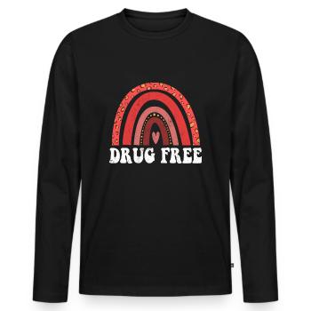 Rainbow Ribbon Week October Substance Red - Männer Premium Bio Langarmshirt - Schwarz - Vorne - Nico (187cm)