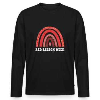 Rainbow Ribbon Week October Red - Männer Premium Bio Langarmshirt - Schwarz - Vorne - Nico (187cm)