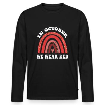 Rainbow Ribbon Week Awareness In October Wear Red - Männer Premium Bio Langarmshirt - Schwarz - Vorne - Nico (187cm)