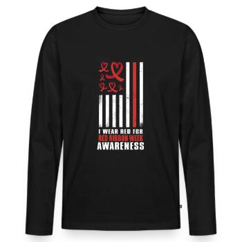 Red Flag Ribbon Heart Week I Wear Red Awareness - Männer Premium Bio Langarmshirt - Schwarz - Vorne - Nico (187cm)