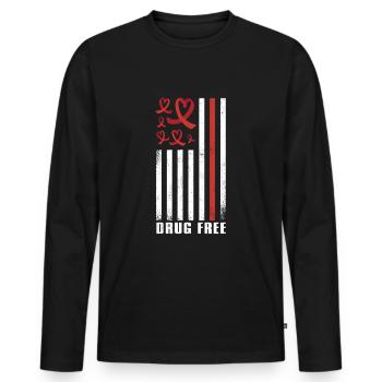 Red Flag Ribbon Heart Week Pill Red Awareness - Männer Premium Bio Langarmshirt - Schwarz - Vorne - Nico (187cm)