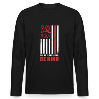 Red Flag Ribbon Heart Week In October Kind Red - Männer Premium Bio Langarmshirt - Schwarz - Vorne - Nico (187cm)