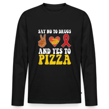 Peace Ribbon Week Awareness Yes Pizza Wear Red - Männer Premium Bio Langarmshirt - Schwarz - Vorne - Nico (187cm)