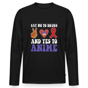 Peace Ribbon Week Awareness Yes Anime Wear Red - Männer Premium Bio Langarmshirt - Schwarz - Vorne - Nico (187cm)