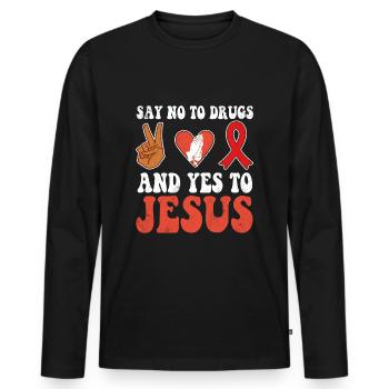 Peace Ribbon Week Awareness Yes Jesus Wear Red - Männer Premium Bio Langarmshirt - Schwarz - Vorne - Nico (187cm)