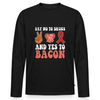 Peace Ribbon Week Awareness Yes Bacon Wear Red - Männer Premium Bio Langarmshirt - Schwarz - Vorne - Nico (187cm)