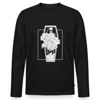 Floral Skeleton Occult Gothic Halloween - Männer Premium Bio Langarmshirt - Schwarz - Vorne - Nico (187cm)