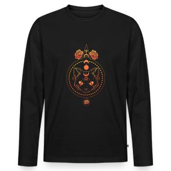 Pentagram Occult Satanic Gothic Cat Halloween - Männer Premium Bio Langarmshirt - Schwarz - Vorne - Nico (187cm)