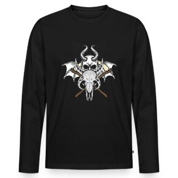 Occult Satanic Deer Bone Gothic Halloween - Männer Premium Bio Langarmshirt - Schwarz - Vorne - Nico (187cm)