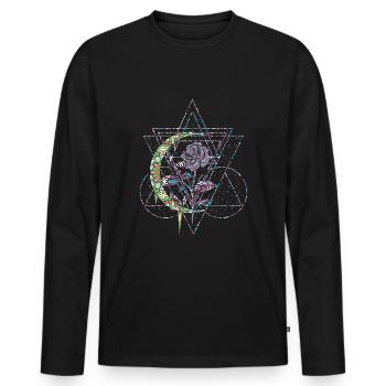 Occult Vintage Rose Moon Geometry Gothic Halloween - Männer Premium Bio Langarmshirt - Schwarz - Vorne - Nico (187cm)