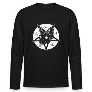 Pentagram Sphynx Cat Black Tarot Gothic Halloween - Men's Premium Organic Long Sleeve Shirt - black - Front - Nico (187cm)