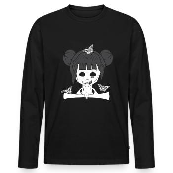 Creepy Goth Girl Occult Gothic Halloween - Männer Premium Bio Langarmshirt - Schwarz - Vorne - Nico (187cm)