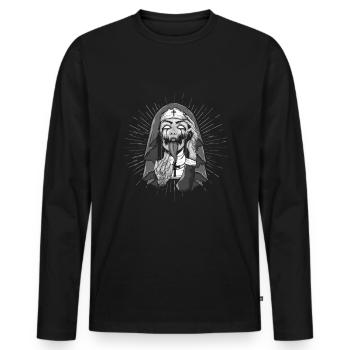 Occult Satanic Nun Creepy Gothic Halloween - Männer Premium Bio Langarmshirt - Schwarz - Vorne - Nico (187cm)
