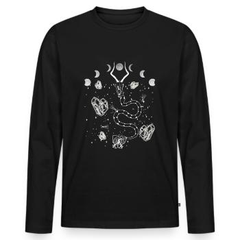 Occult Vintage Tarot Stars Goblincore Halloween - Männer Premium Bio Langarmshirt - Schwarz - Vorne - Nico (187cm)