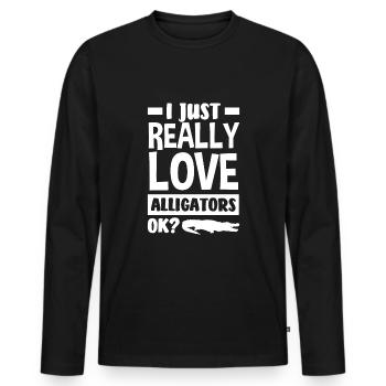 Alligator Alligator Crocodile Crocodile - T-shirt manches longues Premium bio Homme - noir - Devant - Nico (187cm)