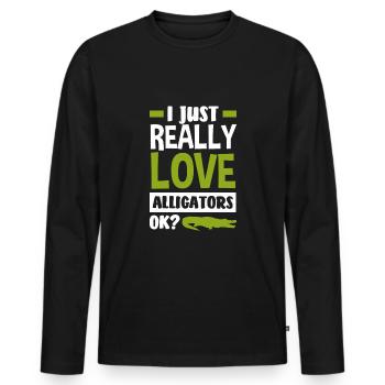 Alligator Alligator Crocodile Crocodile - T-shirt manches longues Premium bio Homme - noir - Devant - Nico (187cm)