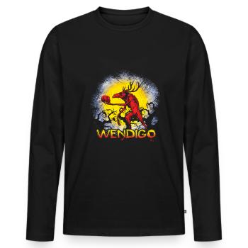 Créature folklorique Wendigo Forest Halloween Cryptid - T-shirt manches longues Premium bio Homme - noir - Devant - Nico (187cm)