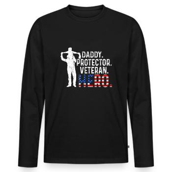 Hero Daddy USA Journée des vétérans américains fiers - T-shirt manches longues Premium bio Homme - noir - Devant - Nico (187cm)