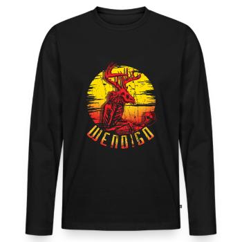 Wendigo Folk Creature Halloween Cryptid - T-shirt manches longues Premium bio Homme - noir - Devant - Nico (187cm)