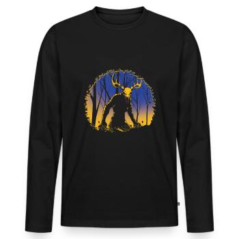 Wendigo Folk Creature Forest Cryptid Halloween - T-shirt manches longues Premium bio Homme - noir - Devant - Nico (187cm)