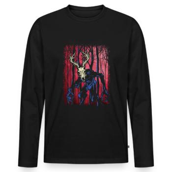 Wendigo Folk Creature Forest Halloween Cryptid - Men's Premium Organic Long Sleeve Shirt - black - Front - Nico (187cm)