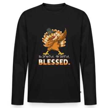 Bienheureux Dab Dabbing Turquie Thanksgiving - T-shirt manches longues Premium bio Homme - noir - Devant - Nico (187cm)