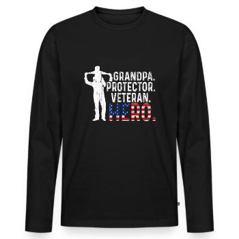Hero Daddy Grandpa USA Journée des vétérans américains fiers - T-shirt manches longues Premium bio Homme - noir - Devant - Nico (187cm)