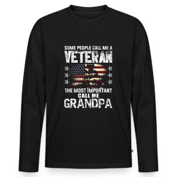 Appel important Grand-père Américain Fier des vétérans - T-shirt manches longues Premium bio Homme - noir - Devant - Nico (187cm)