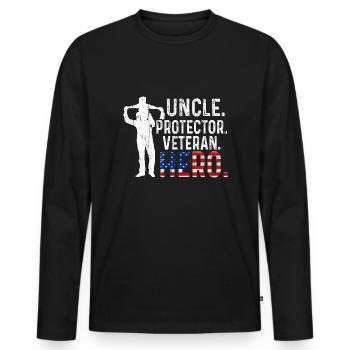 Hero Uncle USA Journée des vétérans américains fiers - T-shirt manches longues Premium bio Homme - noir - Devant - Nico (187cm)