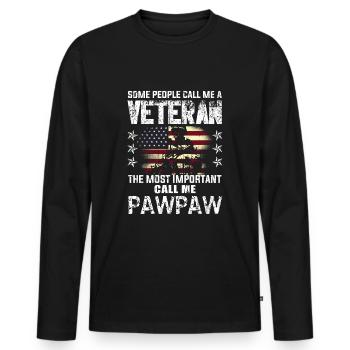 Appel important Pa Grand-père américain fiers vétérans - T-shirt manches longues Premium bio Homme - noir - Devant - Nico (187cm)