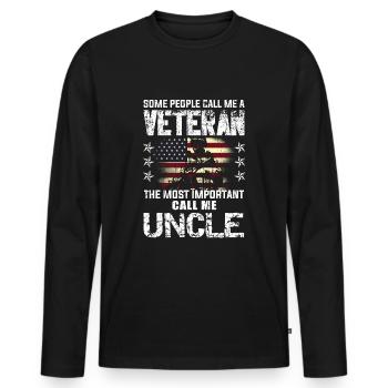 Appel important Oncle Américain Fier des vétérans - T-shirt manches longues Premium bio Homme - noir - Devant - Nico (187cm)