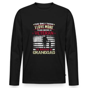Aimer être grand-père américain fier des vétérans - T-shirt manches longues Premium bio Homme - noir - Devant - Nico (187cm)