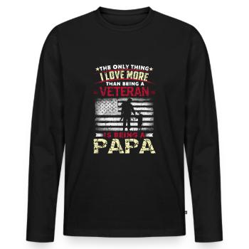 J’adore être papa papa Américain Fier des vétérans - T-shirt manches longues Premium bio Homme - noir - Devant - Nico (187cm)
