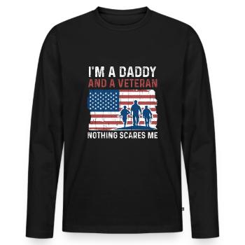 Papa rien n’effraie la Journée des vétérans américains fiers - T-shirt manches longues Premium bio Homme - noir - Devant - Nico (187cm)