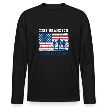 Grandson Raise Veteran America Proud Veterans Day - Männer Premium Bio Langarmshirt - Schwarz - Vorne - Nico (187cm)