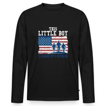 Little Boy Raise By Veteran Proud Veterans Day - Men's Premium Organic Long Sleeve Shirt - black - Front - Nico (187cm)