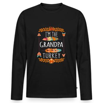 Le Grand-père Turquie Day 2022 Joyeux Thanksgiving - T-shirt manches longues Premium bio Homme - noir - Devant - Nico (187cm)