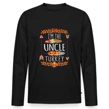The Uncle Turkey Day 2022 Happy Thanksgiving - Men's Premium Organic Long Sleeve Shirt - black - Front - Nico (187cm)