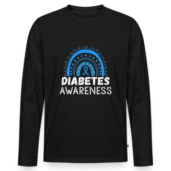 Mois bleu de la sensibilisation au diabète de novembre - T-shirt manches longues Premium bio Homme - noir - Devant - Nico (187cm)