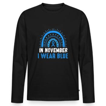 Blue Wear en novembre Mois de la sensibilisation au diabète - T-shirt manches longues Premium bio Homme - noir - Devant - Nico (187cm)