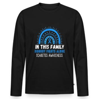 Rainbow Blue November Diabetes Awareness Family - Männer Premium Bio Langarmshirt - Schwarz - Vorne - Nico (187cm)