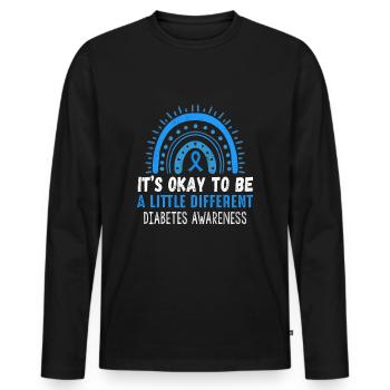 It's Okay Rainbow Blue November Diabetes Awareness - Männer Premium Bio Langarmshirt - Schwarz - Vorne - Nico (187cm)